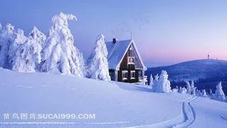 雪景小屋素材图片
