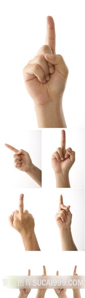 中指手势摄影素材