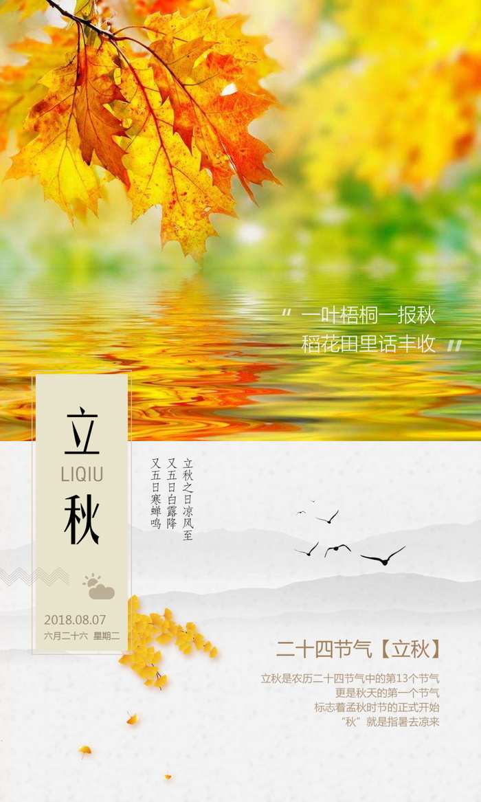 二十四节气立秋节气海报psd模版下载