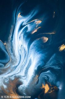 深色白色瀑布金箔蓝色系大理石背景图片