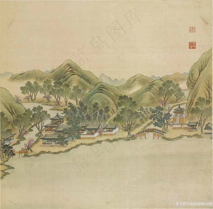 圆明园四十景曲院风荷绘画图片