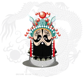 卡通京剧戏剧人物脸谱插画PNG图片 国潮中国风Q版戏剧人物PS素材