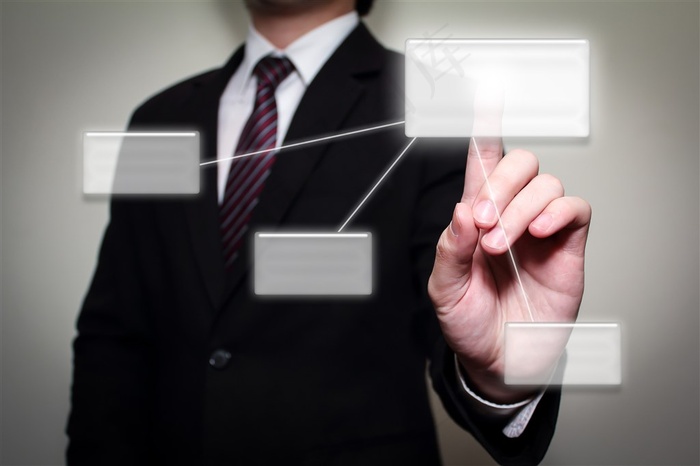 商务人士触碰科技