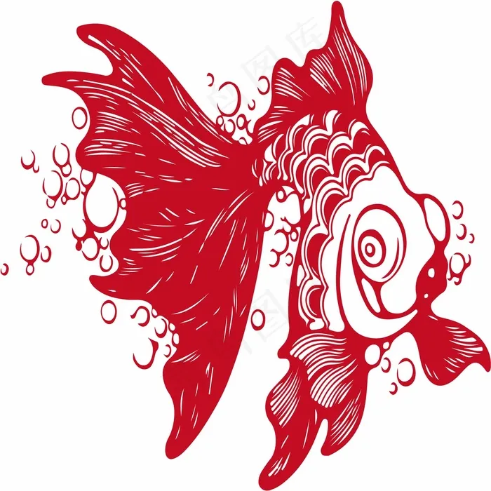 鱼剪纸 剪纸风元素ai矢量模版下载