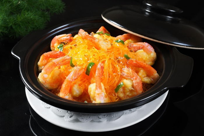 砂锅石锅美食煲类特色菜粉丝围虾煲