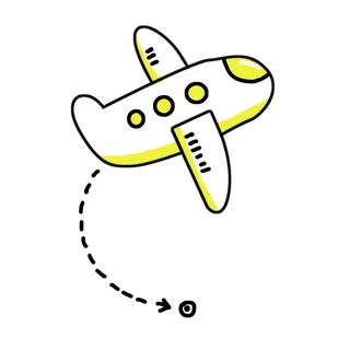 手绘卡通白色飞机Q版白色可爱简笔画飞机航行剪贴画儿童免扣素材