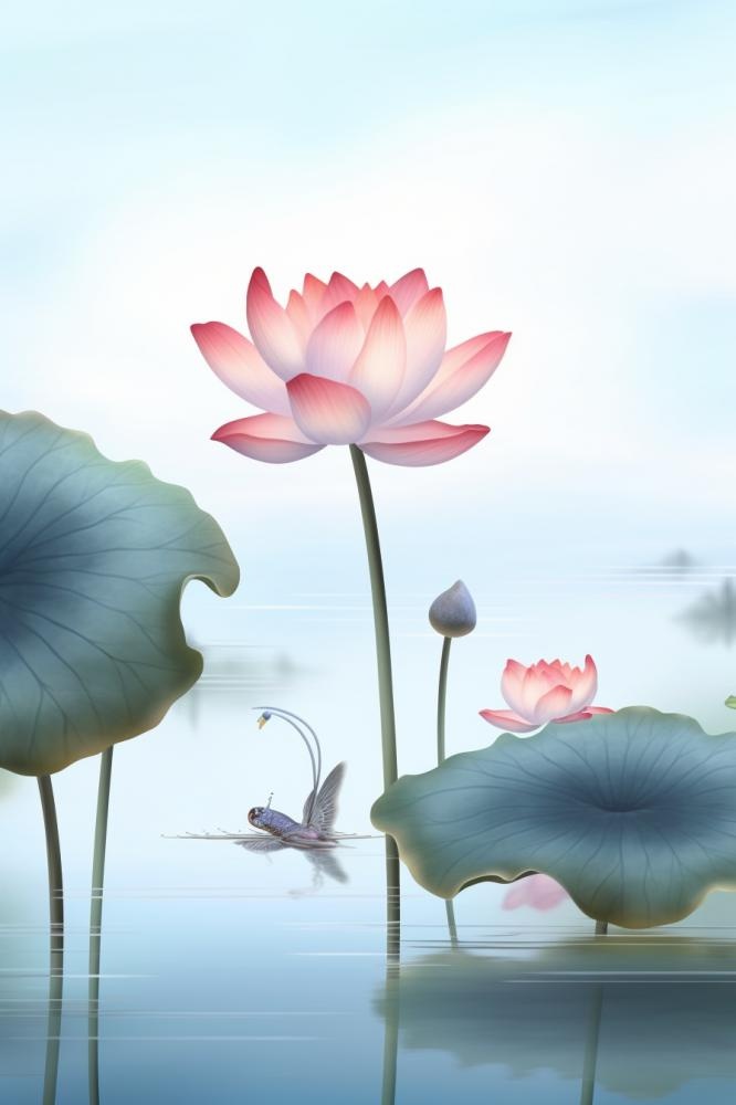 简约荷花朦胧美背景