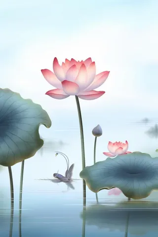 简约荷花朦胧美背景