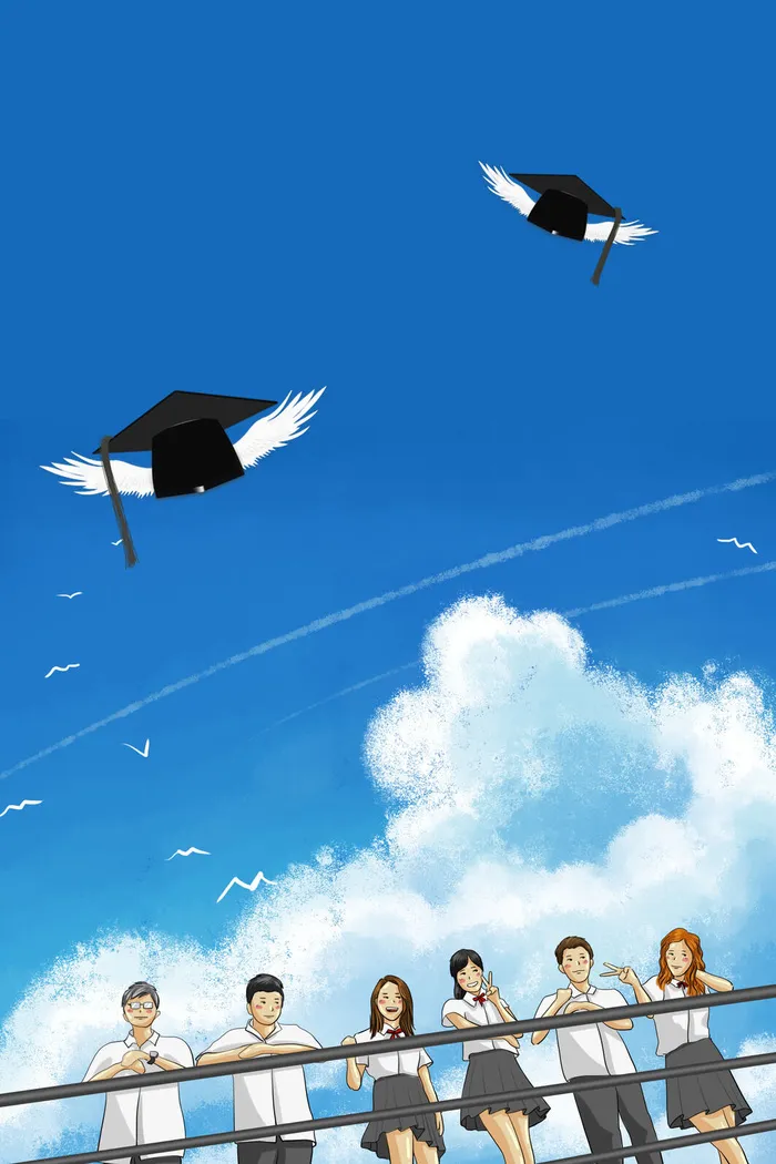 蓝天下的学生毕业季PSD素材psd模版下载