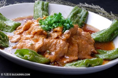 虎皮牛柳中华美食摄影图