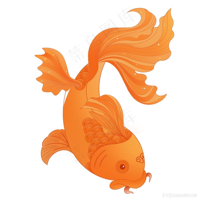工笔画锦鲤png绘画图片素材