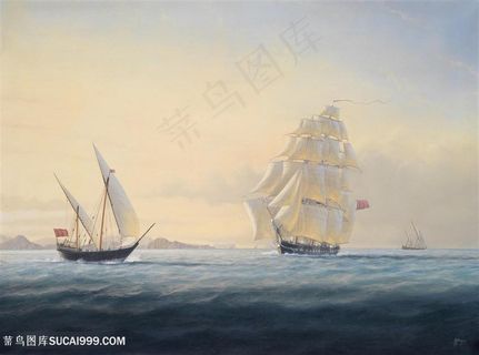 海景帆船美景油画