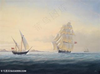 海景帆船美景油画