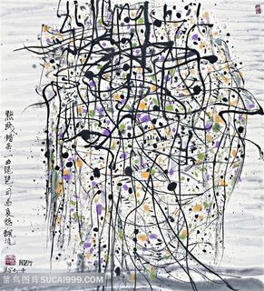 吴冠中手绘线条水墨装饰画