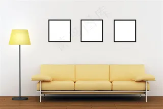 像框和黄色沙发