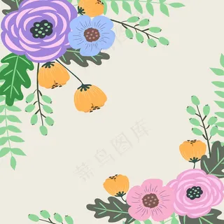 扁平化卡通花卉背景图片 扁平化卡通花卉背景图片
