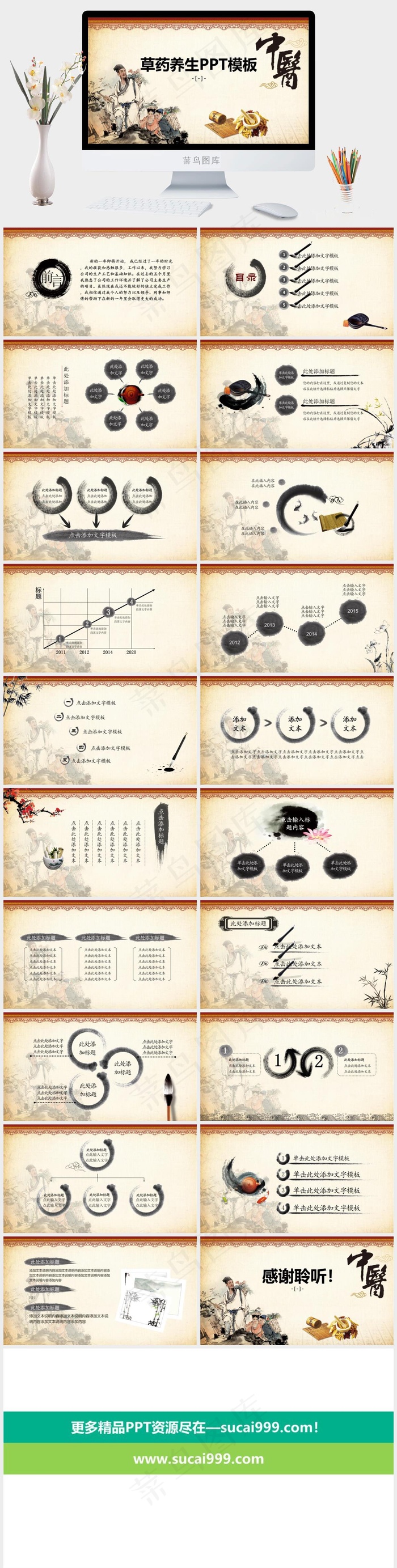 黄色中国风PPT模板