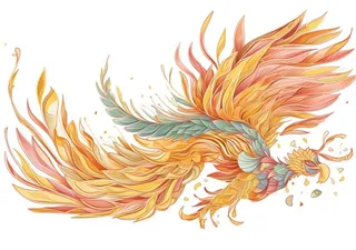 国潮动物五彩凤凰元素