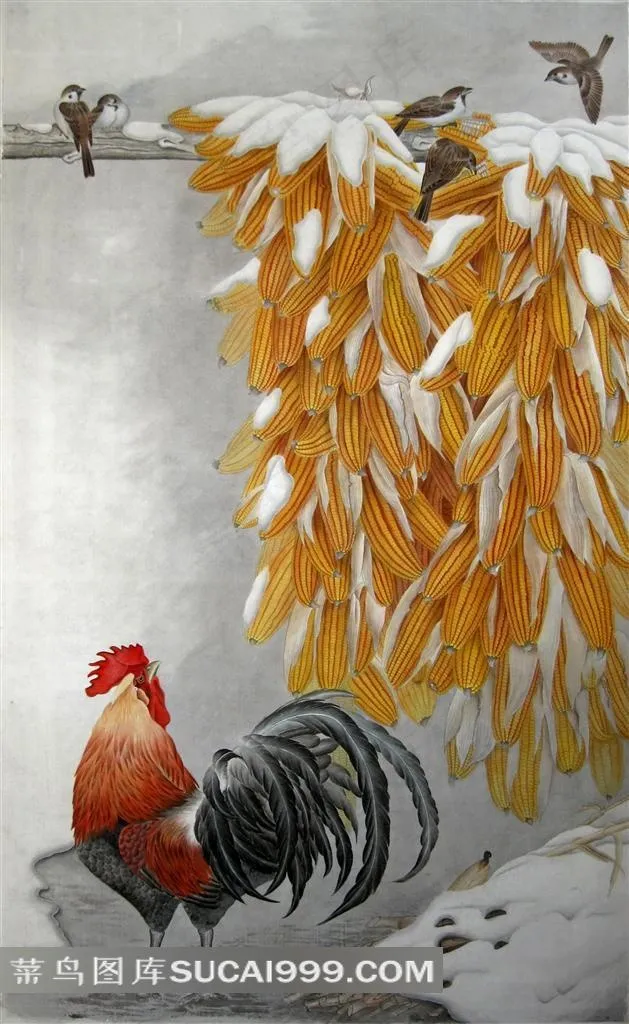 公鸡丰收图
