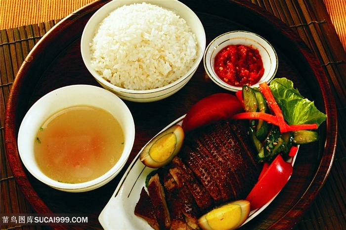 中华美食鸭饭实拍摄影图