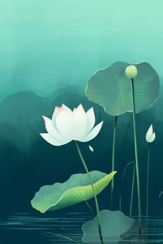 创意清新荷叶手绘背景