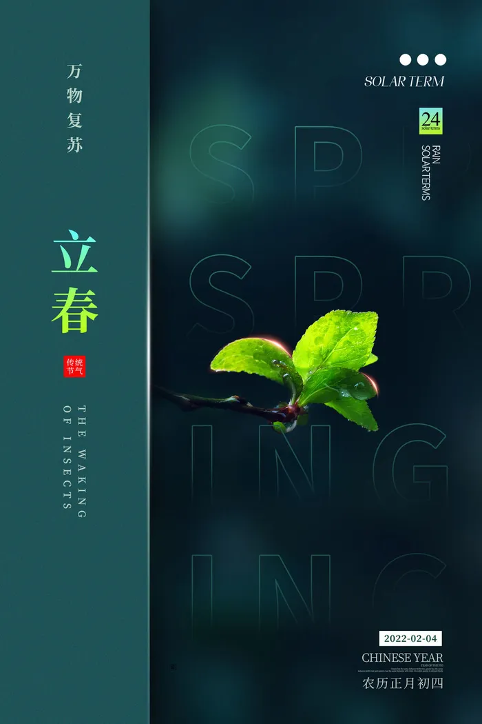 创意立春2月二月春天春季你好24二十四节气广告海报素材设计模板psd模版下载