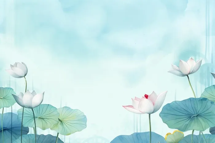 中国风荷花淡雅清新节气banner背景