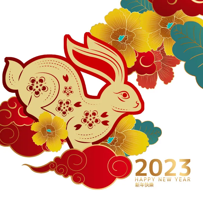 2023年兔年花卉兔子psd模版下载