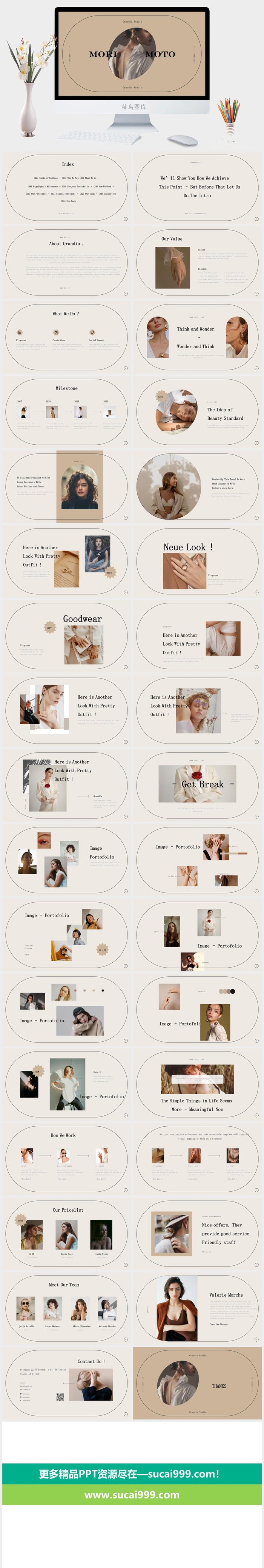 莫兰迪色系极简PPT模板