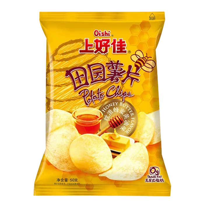 上好佳田园薯片蜂蜜黄油味小吃超市商品白底图免抠实物摄影png格式图片透明底