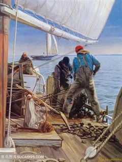 渔船海景风景画装饰画