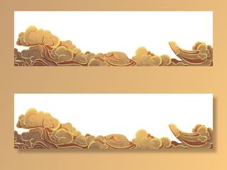 中国风国潮祥云插画手绘云彩图案海报云层装饰背景PSD设计素材