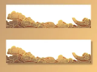 中国风国潮祥云插画手绘云彩图案海报云层装饰背景PSD设计素材