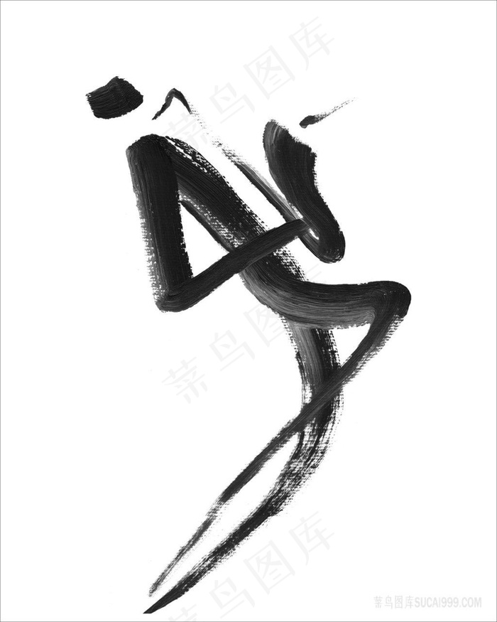简约音乐人水墨插画