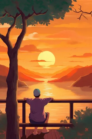 夕阳落日背影背景