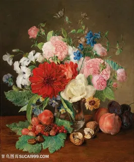 古典唯美花卉水果静物油画 古典唯美花卉水果静物油画
