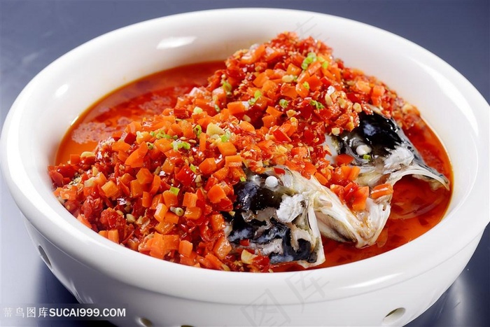 剁椒鱼头传统餐饮美食高清菜谱用图摄影