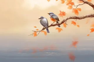 秋季落叶简约清新淡雅背景