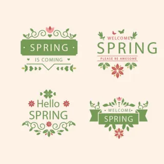 免抠春天绿色标签