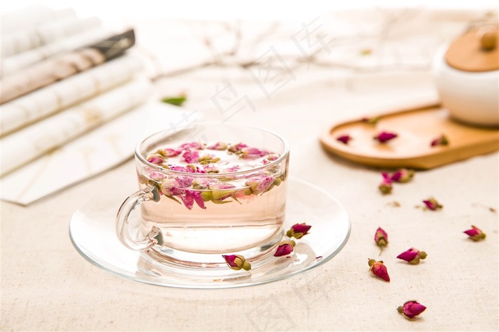 玫瑰茶饼花茶摄影