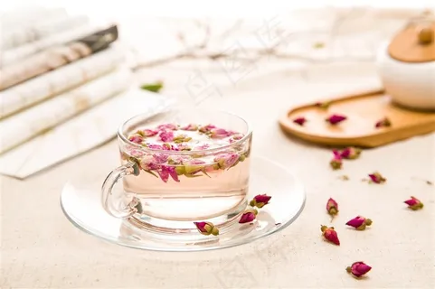 玫瑰茶饼花茶摄影