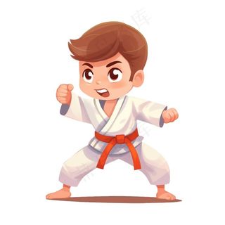 跆拳道男孩插画免抠