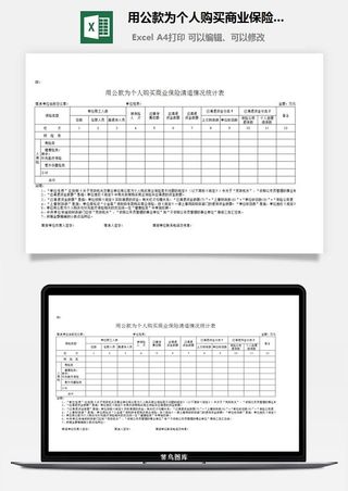 用公款为个人购买商业保险清退情况统计表excel模板