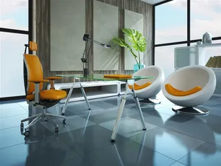 书房里的书桌沙发摆设家居摄影高清图片