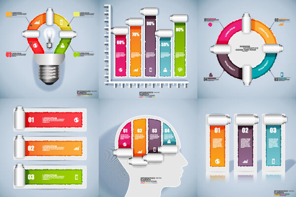 ppt素材3d数据图表模板可视化图形统计标签矢量图标模型ai源文件