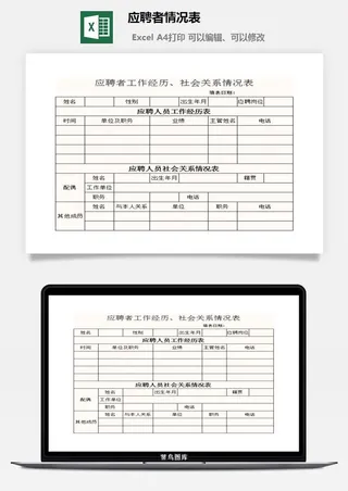 应聘者情况表excel模板