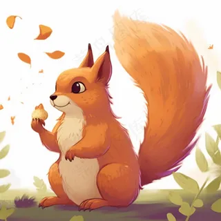 松鼠松果动物卡通插画素材背景