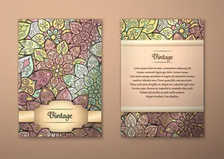 欧式花纹邀请函矢量模板