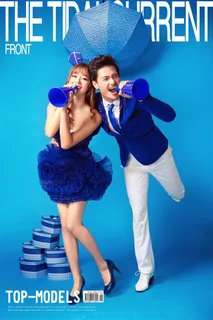 蓝色婚纱情人封面写真