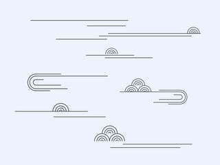 中国风古典传统图案边框纹理祥云灯笼装饰线条PSD背景素材